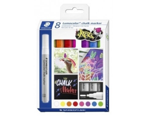 ESTUCHE 8 PIEZAS SURITDAS ROTULADOR CHALK MARKER LUMOCOLOR 344 TIZA LÍQUIDA STAEDTLER 344 C8 (Espera 4 dias)